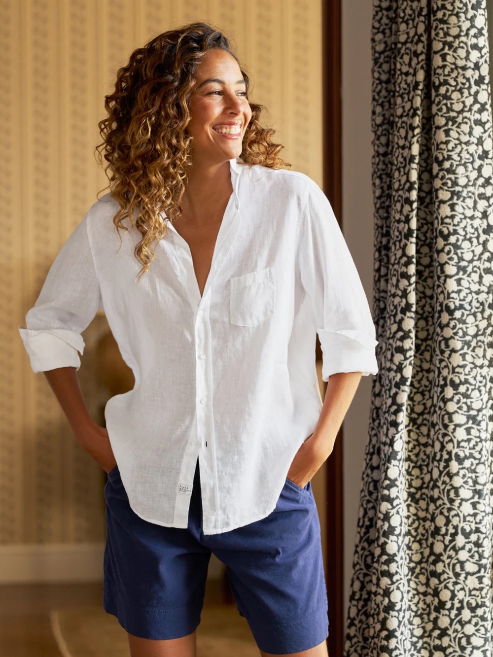 Frank & Eileen Off-White Linen Button-Down Shirt